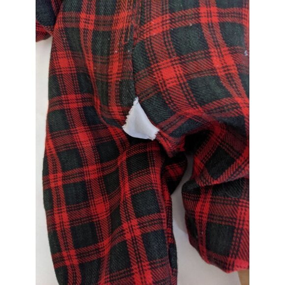 Bear in Red Plaid Nightshirt and Hat Bunny Slippers 15.5" Fuzzy soft fabric body - Picture 8 of 9